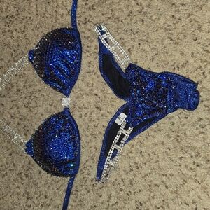 Blue and Silver Rhinestone Bikini Set